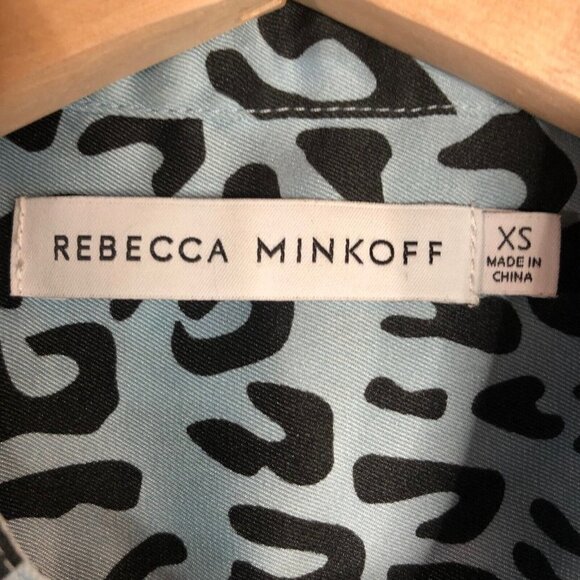 Rebecca Minkoff Top Blue Black Leopard‎ Animal Print Oversized XS - Picture 4 of 9